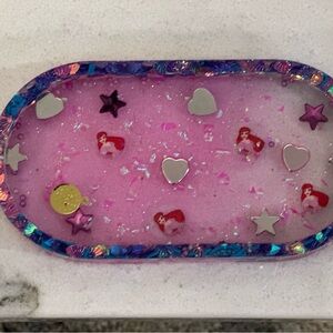 Homemade Pink and Purple Decorative Tray with Disney Princess Arielle design